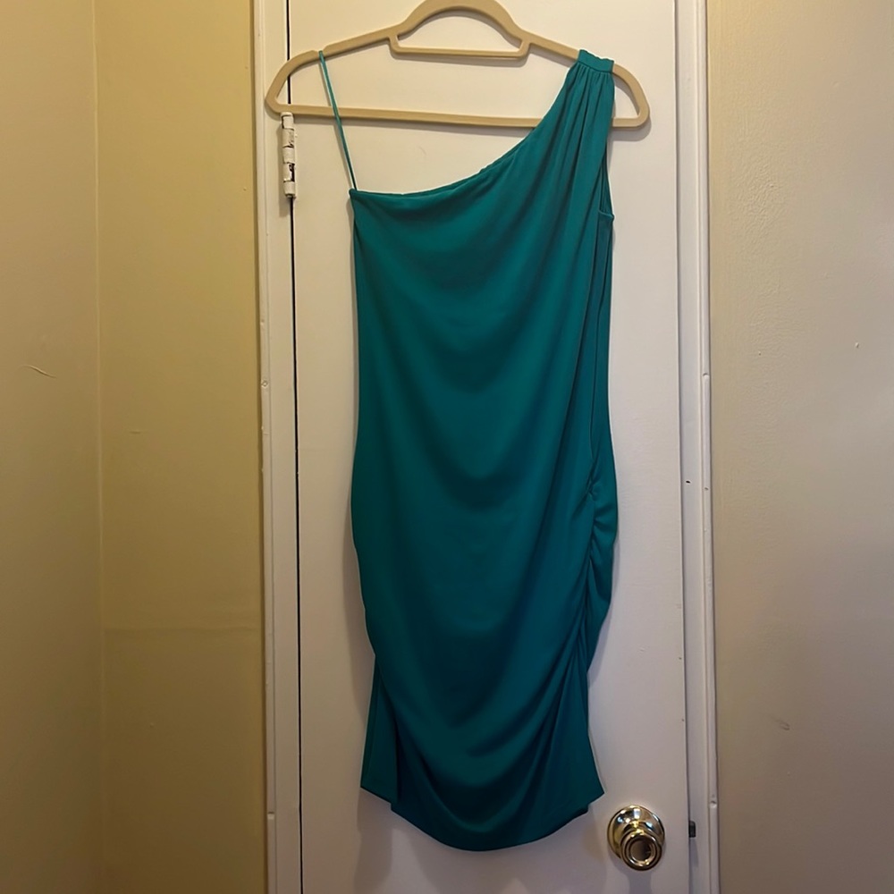 SUSANA MONACO Turquoise One Shoulder Cocktail Dress